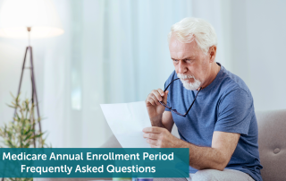 Senior man sitting on couch, thinking about how he will change his Medicare plan during the Medicare Annual Enrollment Period.