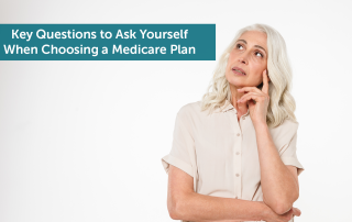A senior woman thinking to herself, wondering what Medicare plan to choose.