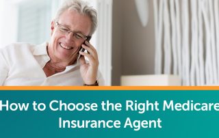 A senior man talking to a Medicare insurance agent on the phone.