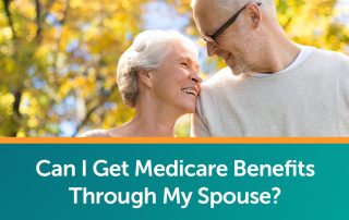 A senior couple walking outside, discussing their Medicare benefits.