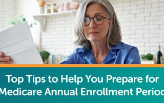 Senior woman reading over here annual change of notice letter to prepare for Medicare Annual Enrollment.