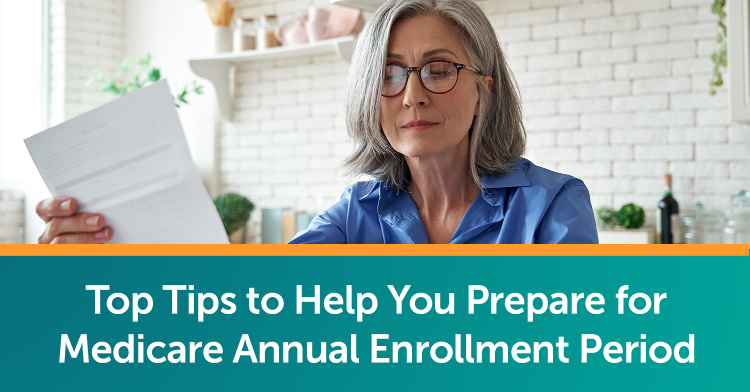 Senior woman reading over here annual change of notice letter to prepare for Medicare Annual Enrollment.